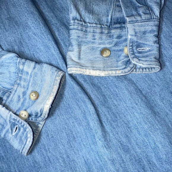 B.D. Baggies Foundry Denim Shirt Relaxed Fit Light Wash USA Made Men's M VTG 90s - Picture 11 of 13